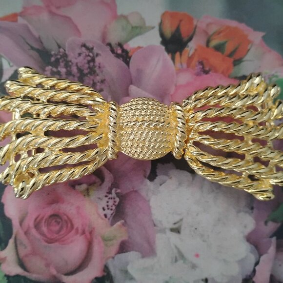 ❤️MIMI DI N 1992 VHTF 10K Gold Plated Tassel 2 Piece Belt Buckle 5 X 2